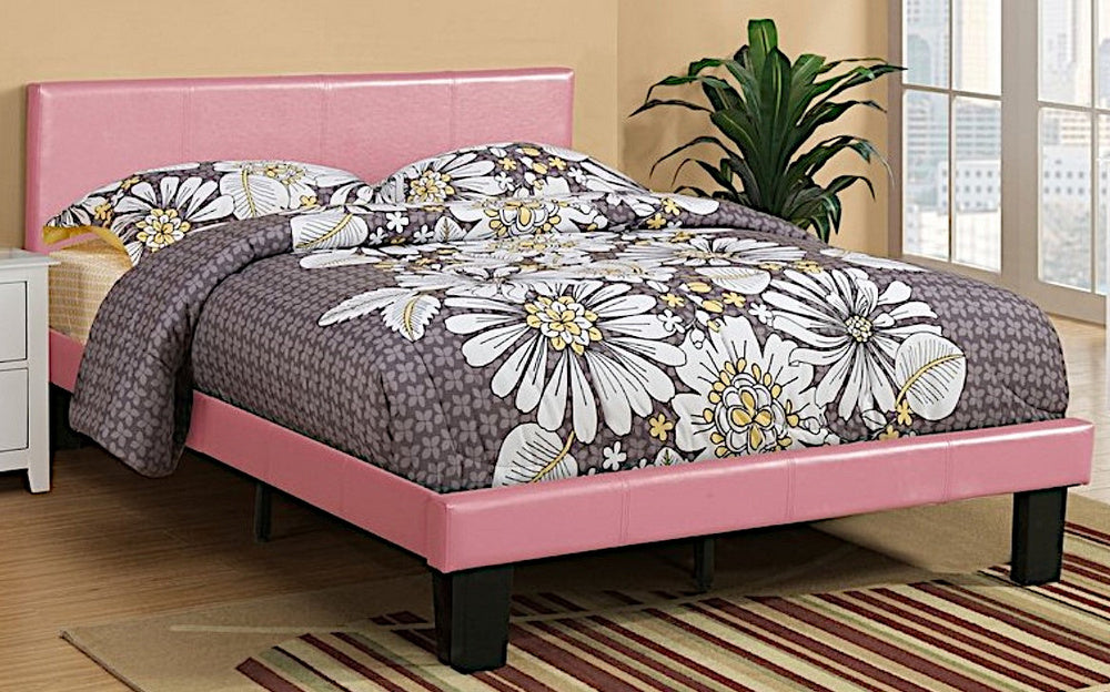 Jules Pink Faux Leather Upholstered Twin Bed