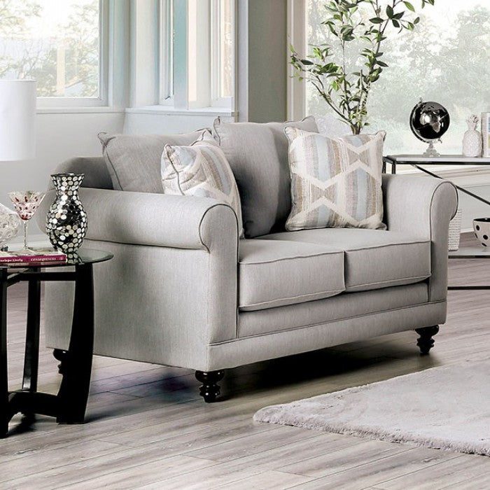 Kacey Light Gray/Powder Blue Chenille Loveseat