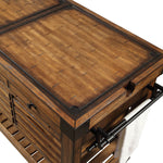 Kaif Distress Chestnut Wood Kitchen Cart with 3 Drawers