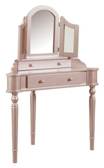 Kasey Rose Pink Wood Vanity with Mirror & Stool