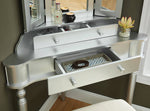 Kasey Silver Wood Vanity with Mirror & Stool