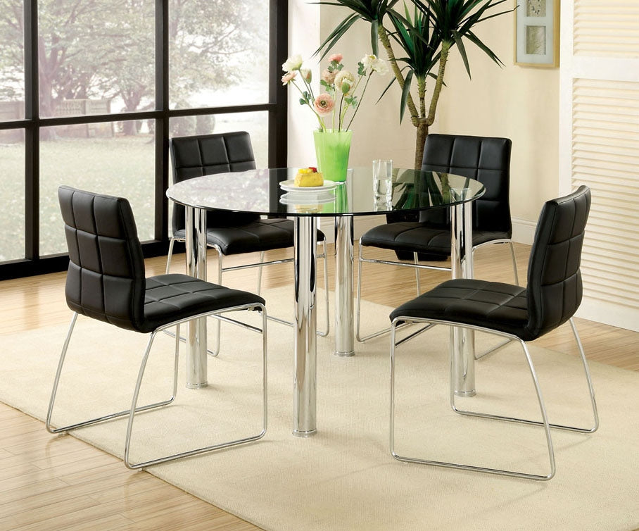 Kona Chrome Dining Table with Round Glass Top