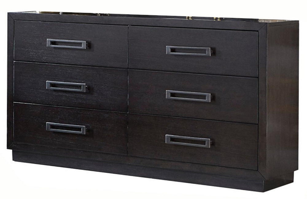 Larchmont Graphite Wood Dresser with Glass Top