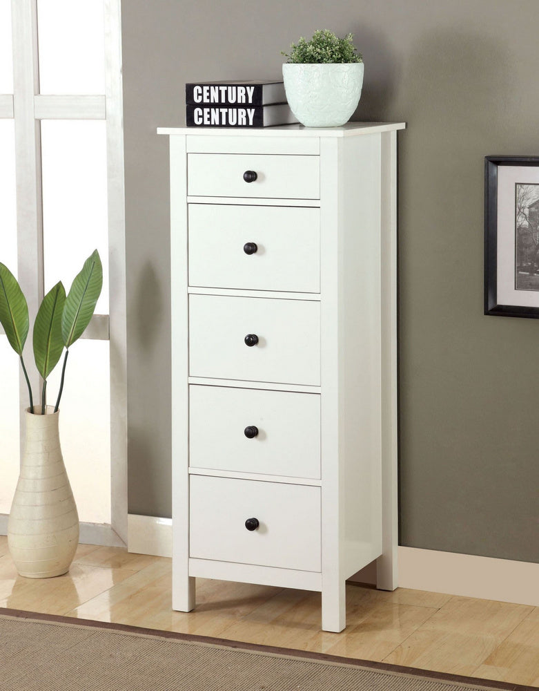 Launces White Wood Storage Chest 5-Drawer