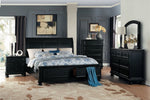 Laurelin Black Sand-Through Wood King Bed with Drawers