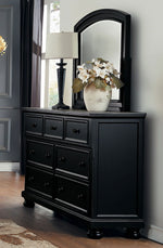 Laurelin Black Sand-Through Wood Frame Dresser Mirror