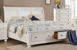 Laurelin Solid White Wood King Bed with Drawers