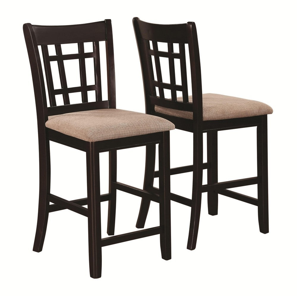 Lavon 2 Warm Tan Fabric/Espresso Wood Counter Height Chairs