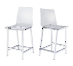 Leifr 2 Chrome Counter Height Stools with Clear Acrylic Seat