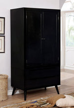 Lennart II Black Wood Armoire