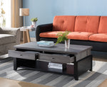 Liana Distressed Grey/Black Wood 2-Drawer Coffee Table