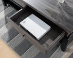 Liana Distressed Grey/Black Wood 2-Drawer Coffee Table