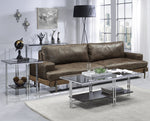 Liddell Chrome Metal/Glass Sofa Table with Wooden Shelf