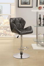 Linn 2 Chrome Bar Stools with Black Leatherette Covered Seat