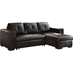 Lloyd Black PU Leather Sectional Sofa with Sleeper & Storage