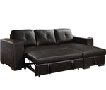 Lloyd Black PU Leather Sectional Sofa with Sleeper & Storage