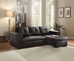 Lloyd Black PU Leather Sectional Sofa with Sleeper & Storage