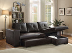 Lloyd Black PU Leather Sectional Sofa with Sleeper & Storage