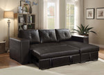 Lloyd Black PU Leather Sectional Sofa with Sleeper & Storage