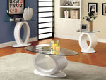 Lodia III White Glass/Wood Coffee Table