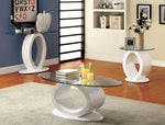 Lodia III White Glass/Wood Sofa Table