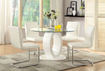 Lodia White Wood/Glass Round Dining Table