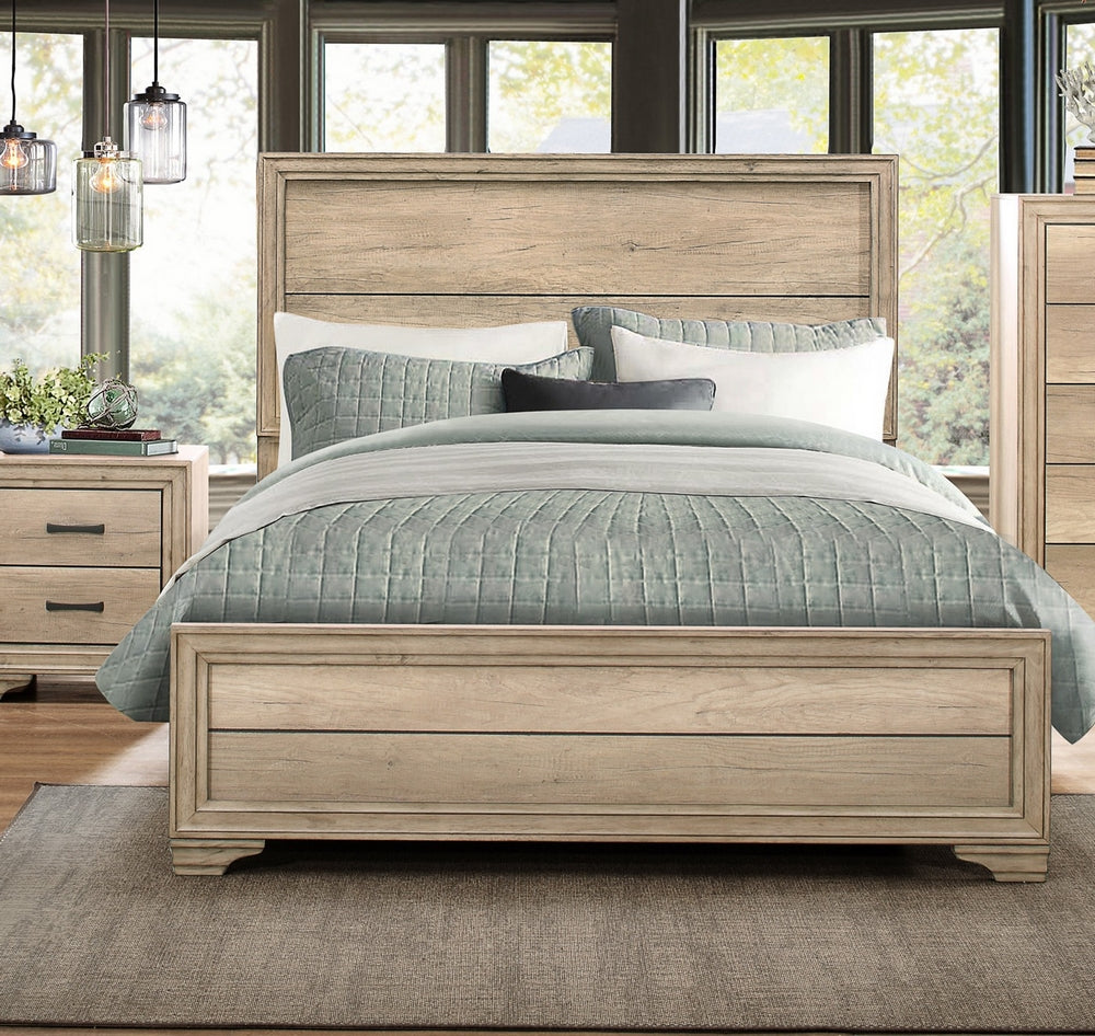 Lonan Modern Rustic Wood Cal King Bed