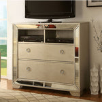 Loraine Champagne Media Chest w/Mirror Panels