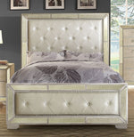 Loraine Champagne Queen Bed with Mirror Panels