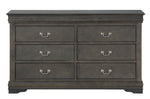 Louis Philippe Dark Gray Wood 6-Drawer Dresser