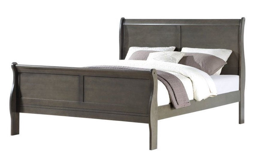 Louis Philippe Dark Gray Wood Queen Sleigh Bed