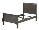 Louis Philippe Dark Gray Wood Twin Sleigh Bed