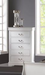 Louis Philippe White Wood 5-Drawer Chest