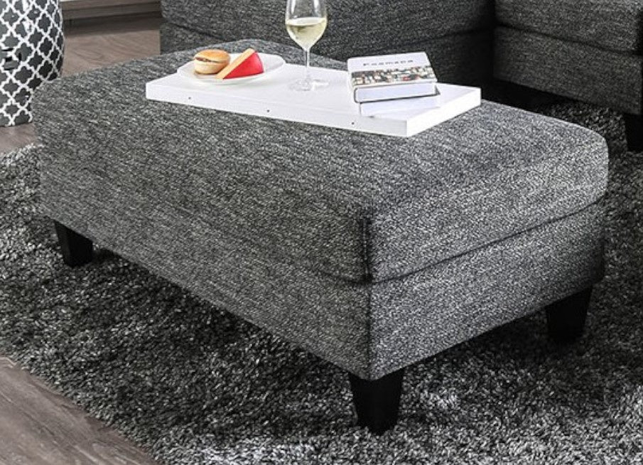 Lowry Gray Chenille Ottoman