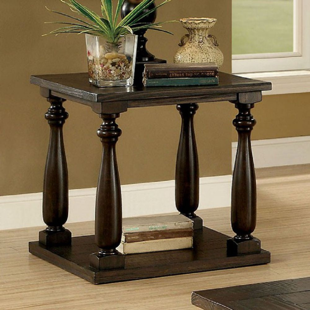 Luan Dark Walnut Wood End Table