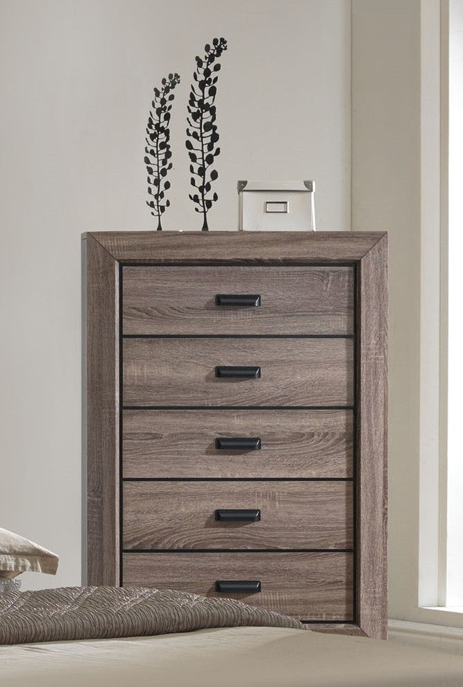 Lyndon Weathered Gray Wood 5-Drawer Chest