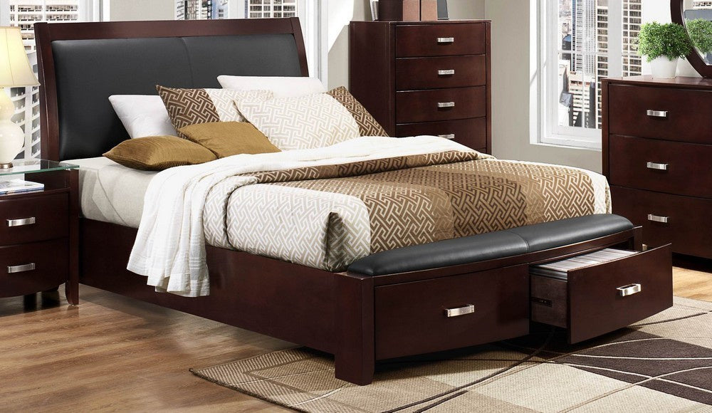 Lyric Dark Espresso Wood King Sleigh Storage Bed