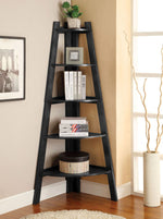 Lyss Black Wood Ladder Shelf 5-Tier