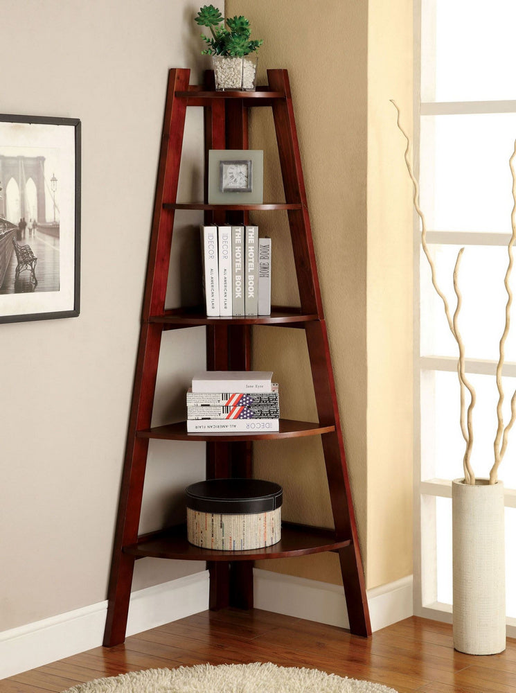 Lyss Cherry Wood Ladder Shelf 5-Tier
