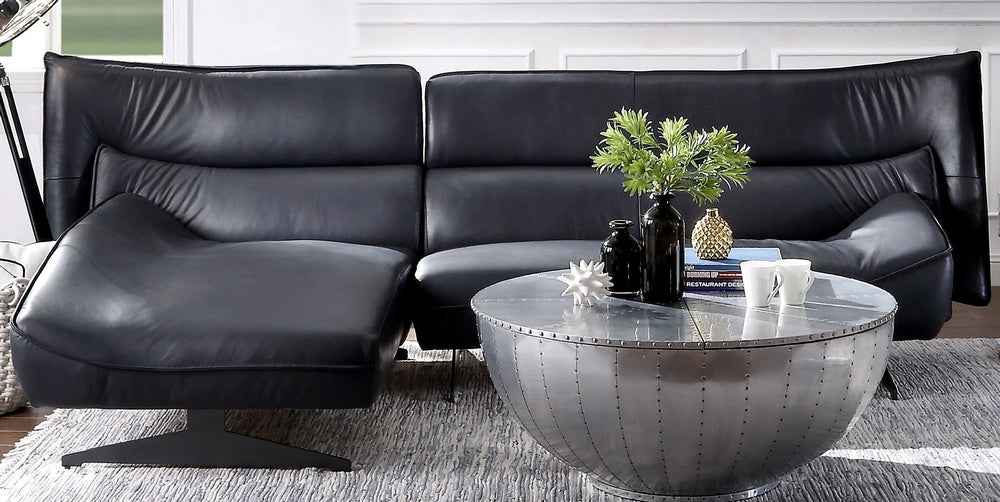 Maeko 2-Pc Dark Gray Top Grain Leather LAF Sectional Sofa