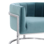 Magnolia Sea Blue Velvet/Silver Finish Metal Accent Chair