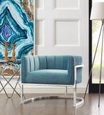 Magnolia Sea Blue Velvet/Silver Finish Metal Accent Chair