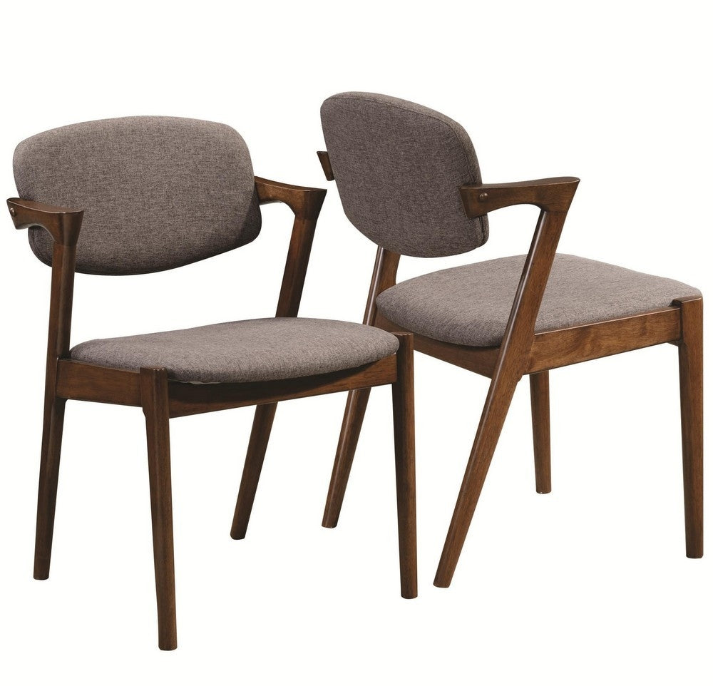Malone 2 Grey Fabric/Dark Walnut Wood Side Chairs