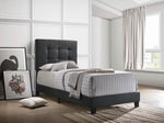 Mapes Charcoal Fabric Upholstered Twin Panel Bed