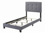 Mapes Grey Fabric Upholstered Twin Panel Bed