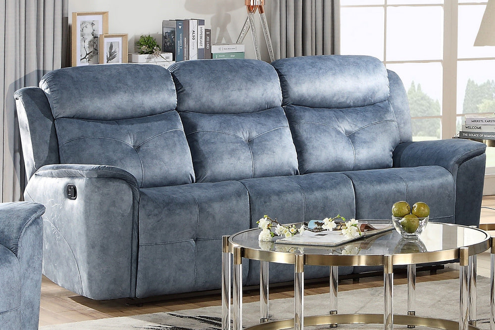 Mariana Silver Blue Fabric Manual Recliner Sofa