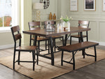 Mariatu Oak Wood/Black Metal Rectangular Dining Table