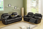 Marille Black Bonded Leather Match Manual Recliner Sofa