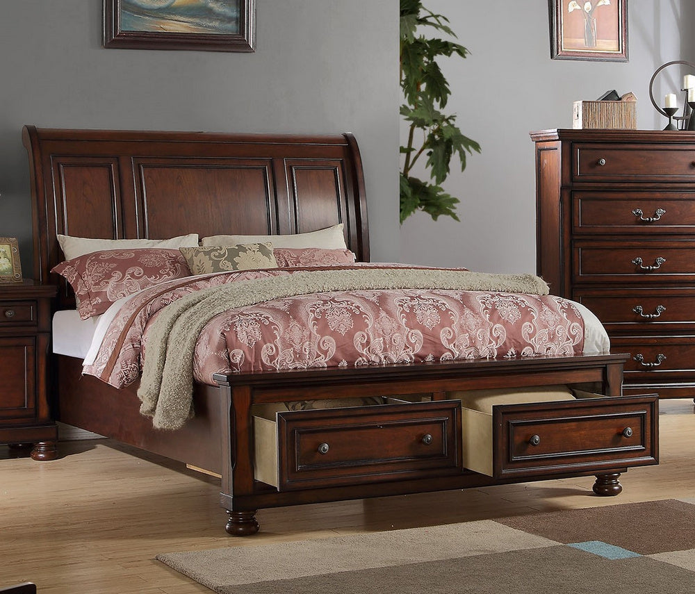 Marvelous Cherry Wood Cal King Bed with Storage