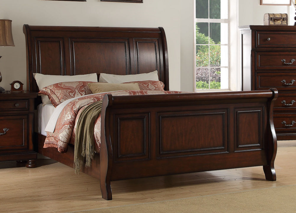 Marvelous Cherry Wood Queen Sleigh Bed